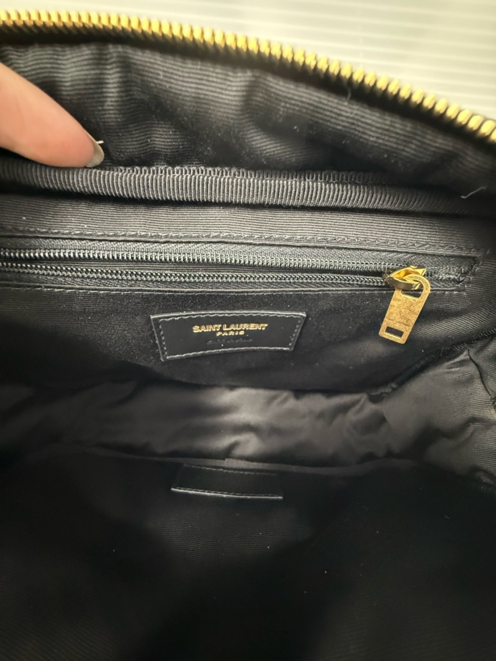 Saint Laurent Black Leather YSL Logo Toiletry Pouch with Gold Hardware - Picture 2 of 3